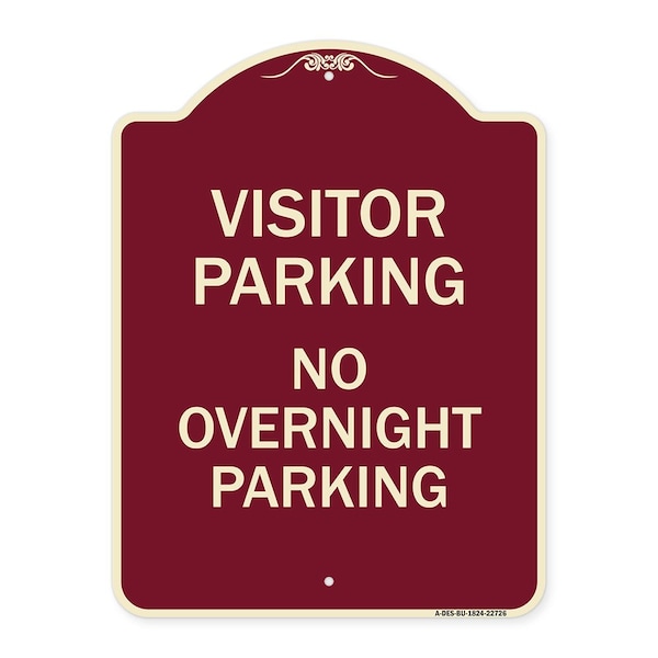 Visitor Parking Visitor Parking No Overnight Parking Heavy-Gauge Alum Sign, 24" x 18", BU-1824-22726